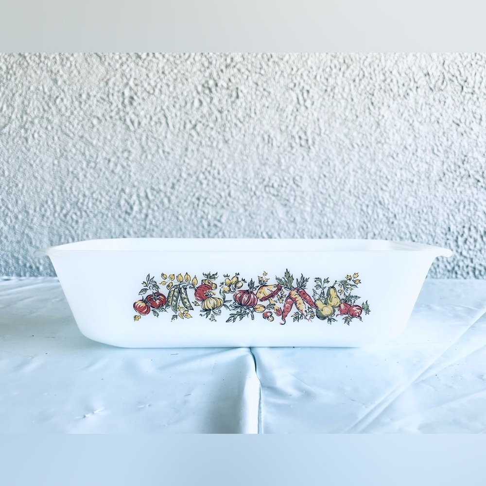 Vintage Fire King #441 Loaf Pan‎ 1 Qt Fire King HARVEST VEGETABLE Loaf Pan